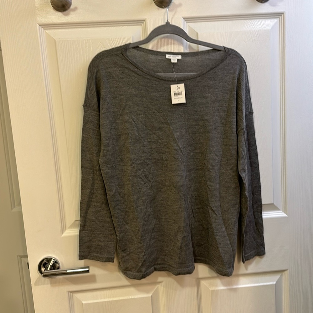J. Jill merino wool thin sweater light gray size large scoop neck